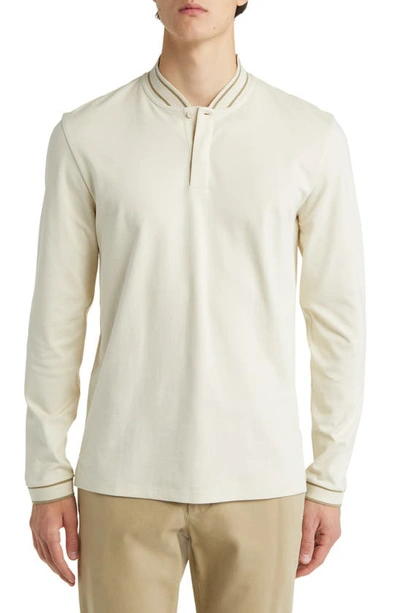 Hugo Boss Paze Tipped Long Sleeve T-shirt In Light Beige