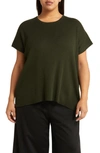 Eileen Fisher Rib Organic Cotton Blend Boxy Top In Black