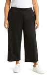 Eileen Fisher High Waist Crop Wide Leg Pants In Black