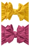 Baby Bling Babies' 2-pack Fab-bow-lous Headbands In Medallion Raspberry