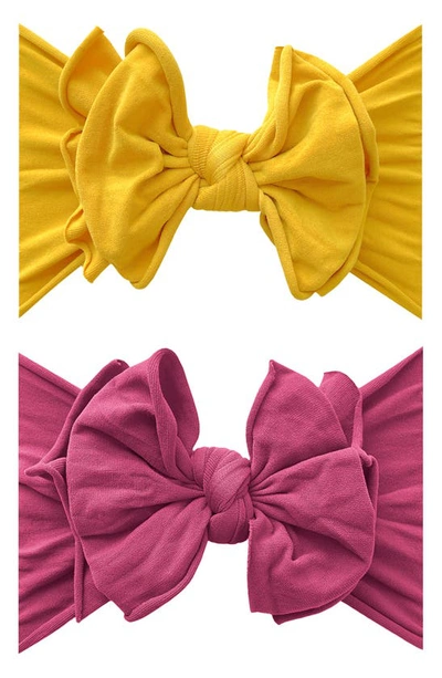 Baby Bling Babies' 2-pack Fab-bow-lous Headbands In Medallion Raspberry