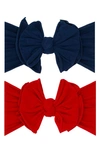 Baby Bling Babies' 2-pack Fab-bow-lous Headbands In Navy Cherry