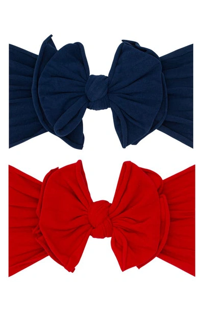 Baby Bling Babies' 2-pack Fab-bow-lous Headbands In Navy Cherry