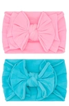 Baby Bling Babies' 2-pack Fab-bow-lous Headbands In Neon Pink A Boo Neon Blue