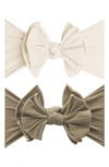 Baby Bling Babies' 2-pack Fab-bow-lous Headbands In Oatmeal Latte