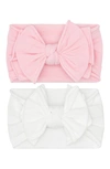 Baby Bling Babies' 2-pack Fab-bow-lous Headbands In Pink White