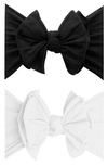 Baby Bling Babies' 2-pack Fab-bow-lous Headbands In Black White