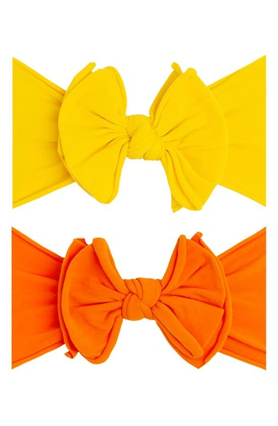 Baby Bling Babies' 2-pack Fab-bow-lous Headbands In Canary Tiger