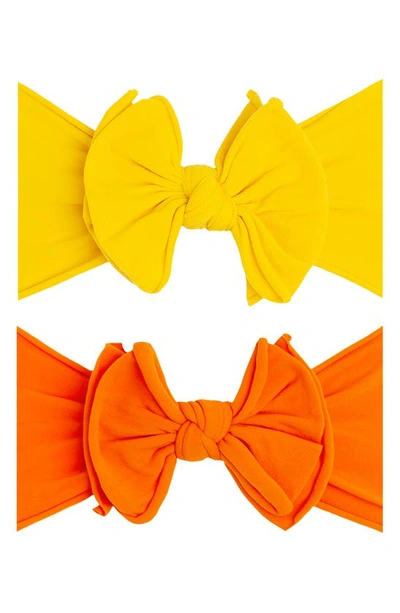 Baby Bling 2-pack Fab-bow-lous Headbands In Canary Tiger