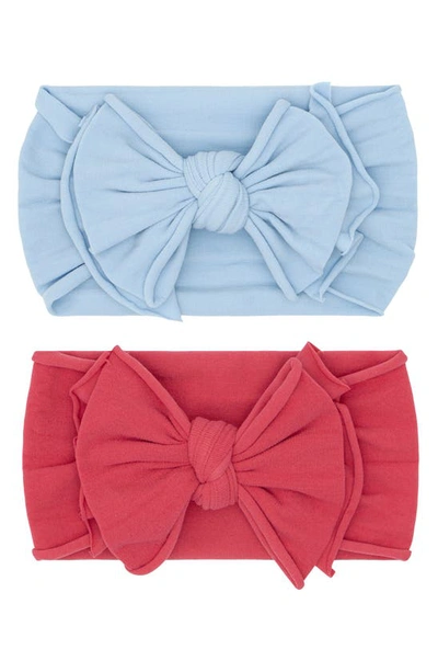 Baby Bling Babies' 2-pack Fab-bow-lous Headbands In Dusty Blue Frt Punch