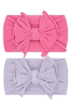 Baby Bling Babies' 2-pack Fab-bow-lous Headbands In Gumball Light Orchid