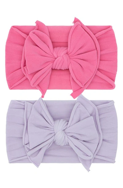 Baby Bling Babies' 2-pack Fab-bow-lous Headbands In Gumball Light Orchid