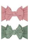 Baby Bling Babies' 2-pack Fab-bow-lous Headbands In Mauve Sage