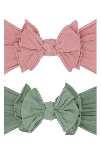Baby Bling Babies' 2-pack Fab-bow-lous Headbands In Mauve Sage