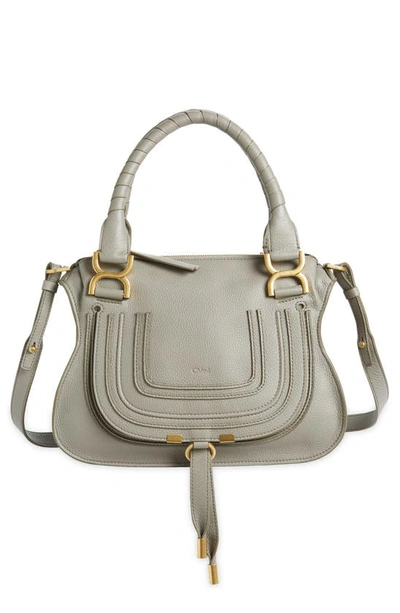 Chloé Small Marcie Leather Satchel In Cashmere Grey