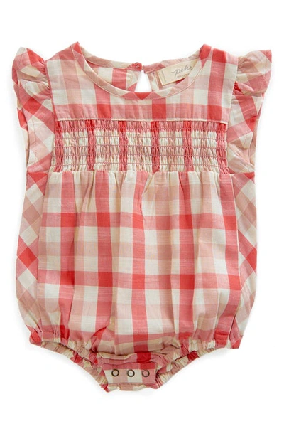 Pehr Babies' Checkmate Organic Cotton Bodysuit In Pink