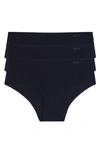 Dkny Litewear Cut Anywhere Assorted 3-pack Hipster Briefs In Black/ Black/ Black