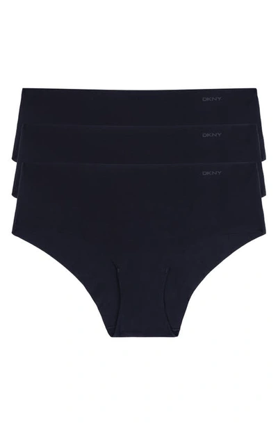 Dkny Litewear Cut Anywhere Assorted 3-pack Hipster Briefs In Black/ Black/ Black