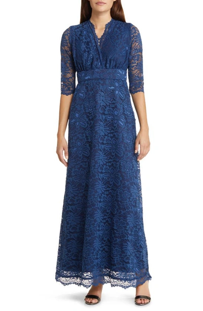 Kiyonna Maria Lace Evening Gown In Nocturnal Navy