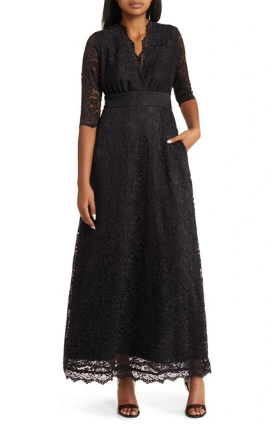 Kiyonna Maria Lace Evening Gown In Onyx