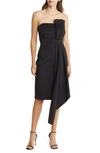 Eliza J Strapless Scuba Crepe Cocktail Dress In Black