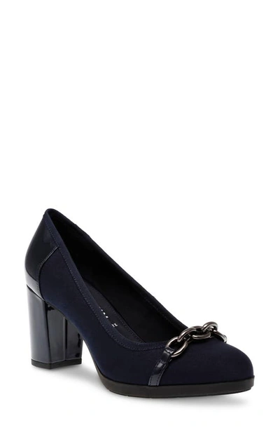 Anne Klein Celina Chain Block Heel Pump In Navy