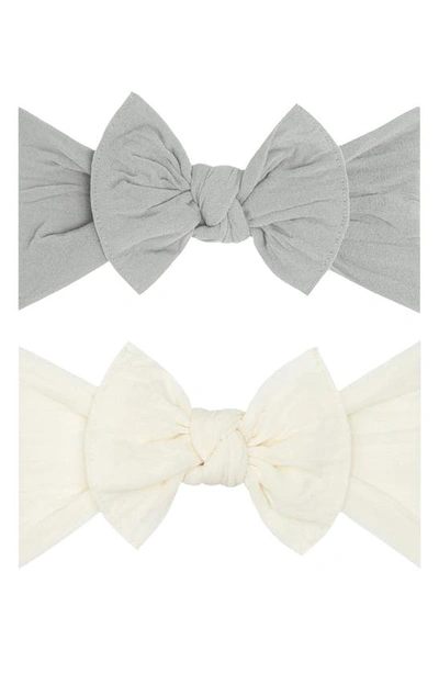 Baby Bling Babies' Headbands In Grey Ivory