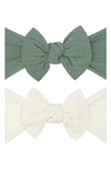 Baby Bling Babies' Headbands In Sage Ivory