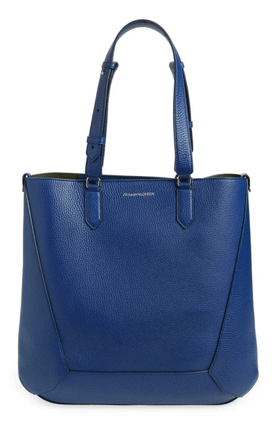 Alexander Mcqueen Medium The Edge Leather Tote In B.ut.blue