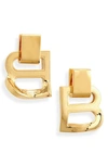 Balenciaga Hourglass Logo Drop Earrings In Gold
