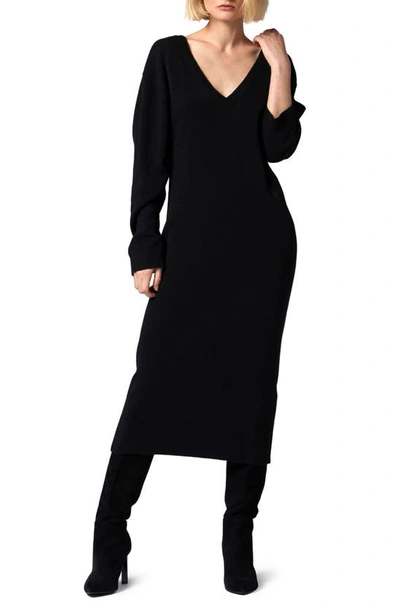 Equipment Jeannie Long Sleeve Cashmere Sweater Dress In True Black
