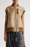 Sacai Ma-1 Nylon Utility Vest In Brown