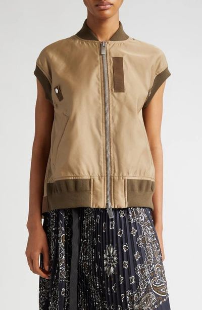 Sacai Ma-1 Nylon Utility Waistcoat In D/ Beige