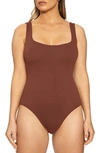 Naked Wardrobe The Nw Tank Bodysuit In Chocolate