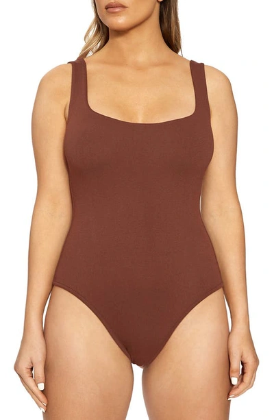 Naked Wardrobe The Nw Tank Bodysuit In Chocolate