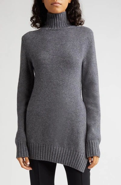 Jil Sander Asymmetrical Yack And Virgin Wool Blend Sweater In Grey