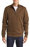 Hugo Boss Sidney Half Zip Cotton Blend Pullover In Brown
