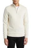 Hugo Boss Sidney Half Zip Cotton Blend Pullover In Open White
