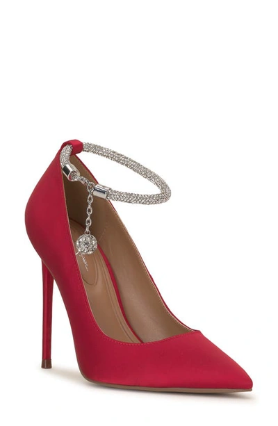 Jessica Simpson Sekani Chain Ankle Strap Pump In Red Muse Satin