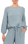 Everyday Ritual Penny Off The Shoulder Lounge Top In Desert Blue