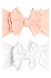 Baby Bling Babies' 2-pack Fab-bow-lous® Headbands In Trp Peach Dot White Dot