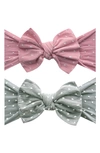 Baby Bling Babies' Assorted 2-pack Fab-bow-lous® Headbands In Mauve Dot Grey Dot