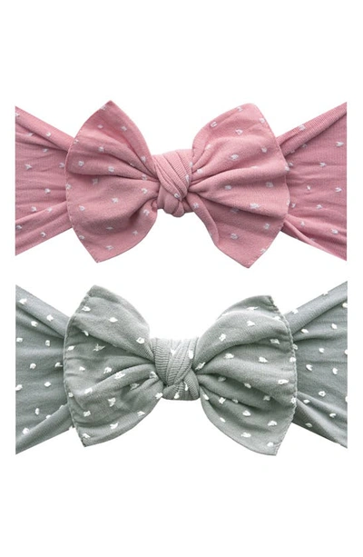 Baby Bling Babies' Assorted 2-pack Fab-bow-lous® Headbands In Mauve Dot Grey Dot