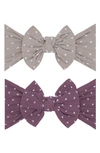Baby Bling Assorted 2-pack Fab-bow-lous® Headbands In Mushroom Dot Lilac Dot