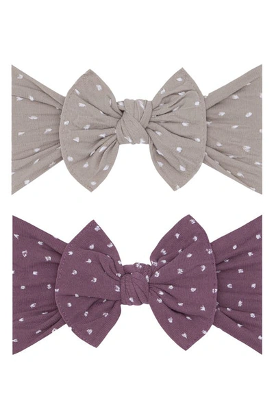 Baby Bling Babies' Assorted 2-pack Fab-bow-lous® Headbands In Mushroom Dot Lilac Dot