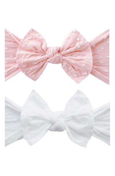 Baby Bling Babies' Assorted 2-pack Fab-bow-lous® Headbands In Rose Quartz Dot White Dot