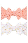 Baby Bling Babies' Assorted 2-pack Fab-bow-lous® Headbands In Peach Neon Wh Rnbw Dot