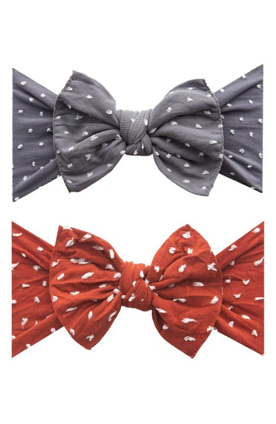 Baby Bling Babies' Assorted 2-pack Fab-bow-lous® Headbands In Storm Dot Sienna Dot