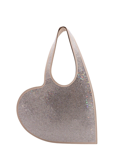 Coperni Embellished Mini Heart Tote Bag In Silver_crystal