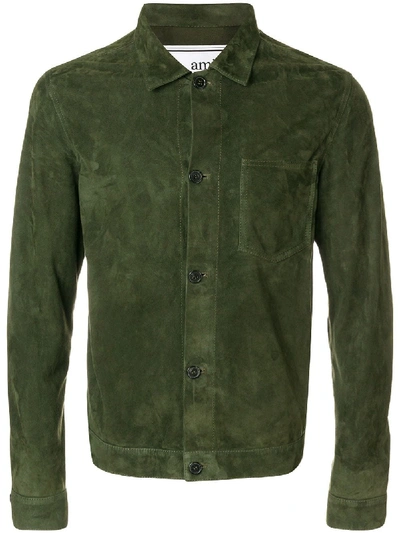 Ami Alexandre Mattiussi Suede Overshirt Without Lining In Green